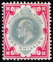 SG257 1s Dull Green & Carmine - Fine Mounted Mint (Cat. £75) - (Spec: M45)