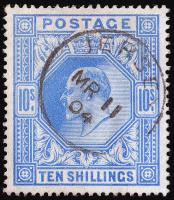 SG265 10/- Ultramarine - Fine Used (Cat. £350) - (Spec: M53) (Scott: 141)