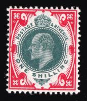 SG313 1/- Deep Green & Scarlet - Unmounted Mint (Cat. £200) - (Spec: M47, ii)