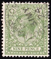 SG393A 9d Olive-Green - Fine Used (Cat. £30) - (Spec: N30, i) (Scott: 183)