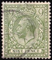 SG393a 9d Olive-Green - Fine Used (Cat. £30) - (Spec: N30, i) (Scott: 183)