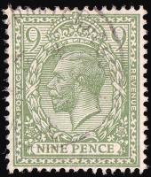 SG393b (N30) 9d Pale Olive-Green - Fine Used (Cat. £40)