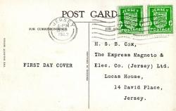 1942 29th January ½d bright green x2 post card. On front is a picture of St. Brelades Bay Jersy. ACTUAL ITEM