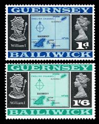 1969 Arms & Views 1d & 1s6d Type II (Latitude Inscribed "49o30N")