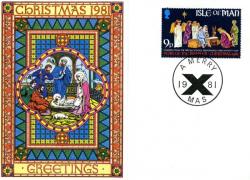 1981 Christmas Card with First Day of Issue cancellation