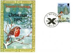 1982 Christmas Card with First Day of Issue cancellation