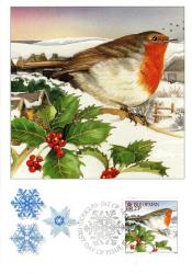 1995 Christmas Card with First Day of Issue cancellation