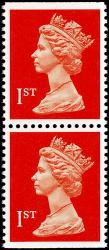 SG1516 1st Orange, Centre Band - Se-Tenant Pair of Imperf Top & Bottom SG1516 1st Orange, Centre Band - Se-Tenant Pair of Imperf Top & Bottom