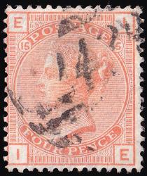 SG152 (Pl.15) 4d Vermilion (Plate 15) - Average Used (Cat. £300) - (Spec: J62) (Scott: 69)