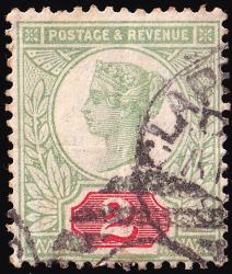 SG199 2d Green & Scarlet - Average Used (Cat. £200) (Spec: K30, i) (Scott: 113s) SG199 2d Green & Scarlet - Average Used (Cat. £200) (Spec: K30, i) (Scott: 113s)
