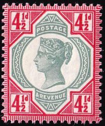SG206 4½d Green & Carmine - Unmounted Mint (Cat. £17) - (Spec: K34, i) (Scott: 117) SG206 4½d Green & Carmine - Unmounted Mint (Cat. £17) - (Spec: K34, i) (Scott: 117)