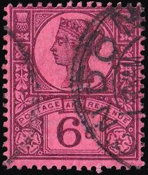SG208a 6d Deep Purple/Rose-Red - Fine Used (Cat. £10) - (Spec: K37, ii) (Scott: 119) SG208a 6d Deep Purple/Rose-Red - Fine Used (Cat. £10) - (Spec: K37, ii) (Scott: 119)