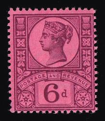 SG208a 6d Deep Purple/Rose-Red - Unmounted Mint (Cat. £60) - (Spec: K37, ii) (Scott: 119) SG208a 6d Deep Purple/Rose-Red - Unmounted Mint (Cat. £60) - (Spec: K37, ii) (Scott: 119)