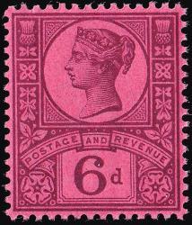 SG208a 6d Deep Purple/Rose-Red - Unmounted Mint (Cat. £60) - (Spec: K37, ii) (Scott: 119) SG208a 6d Deep Purple/Rose-Red - Unmounted Mint (Cat. £60) - (Spec: K37, ii) (Scott: 119)