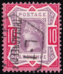 SG210 10d Dull Purple & Carmine - Fine Used (Cat. £30) - (Spec: K39, i) (Scott: 121) SG210 10d Dull Purple & Carmine - Fine Used (Cat. £30) - (Spec: K39, i) (Scott: 121)