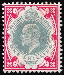 SG257 1s Dull Green & Carmine - Fine Mounted Mint (Cat. £75) - (Spec: M45)