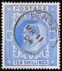 SG265 10/- Ultramarine - Fine Used (Cat. £350) - (Spec: M53) (Scott: 141) SG265 10/- Ultramarine - Fine Used (Cat. £350) - (Spec: M53) (Scott: 141)