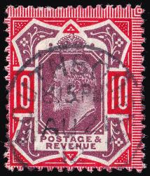 SG309 10d Dull Purple & Scarlet - Fine Used (Cat. £60) - (Spec: M44, ii) (Scott: 137a)