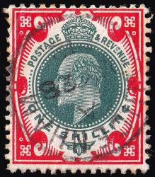 SG313 1/- Deep Green & Scarlet - Fine Used (Cat. £20) - (Spec: M47, ii)