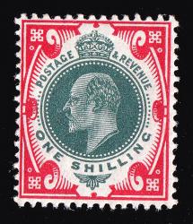 SG313 1/- Deep Green & Scarlet - Unmounted Mint (Cat. £200) - (Spec: M47, ii) SG313 1/- Deep Green & Scarlet - Unmounted Mint (Cat. £200) - (Spec: M47, ii)