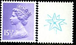SG X907u 15½p double star (used with gum as print dissolves in water)