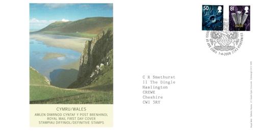 Wales 2008 1st April 50p & 81p Tallents House CDS Royal Mail Cover