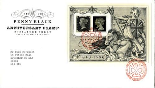 1990 1d Black MS (Addressed)