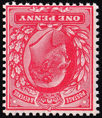 SG220wi 1d Bright Scarlet, Wmk Inverted - Unmounted Mint (Cat. £8)