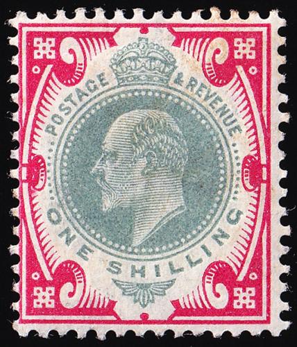 SG257 1s Dull Green & Carmine - Fine Mounted Mint (Cat. £75) - (Spec: M45)