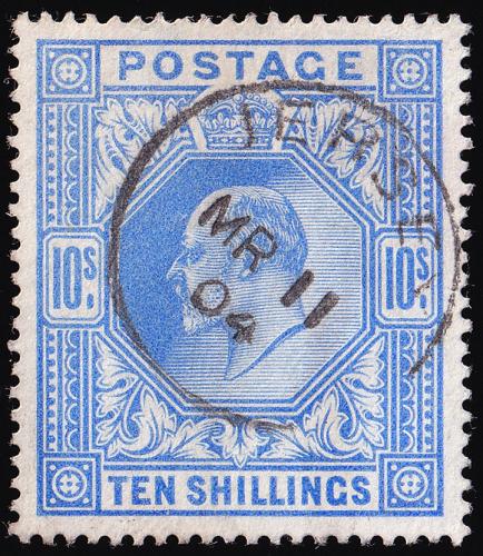 SG265 10/- Ultramarine - Fine Used (Cat. £350) - (Spec: M53) (Scott: 141)