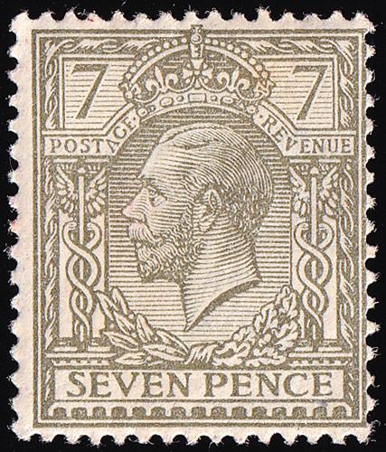SG389 (N27) 7d Sage Green - Fine Mounted Mint (Cat. £70)