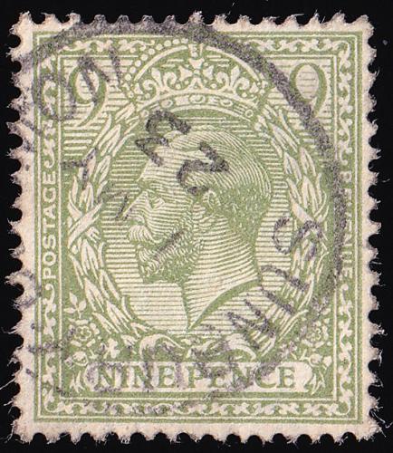 SG393B 9d Pale Olive-Green - Fine Used (Cat. £40) - (Spec: N30, ii)