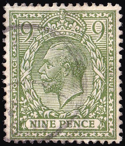 SG393a 9d Olive-Green - Fine Used (Cat. £30) - (Spec: N30, i) (Scott: 183)