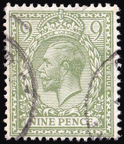 SG393b 9d Pale Olive-Green - Good Used (Cat. £40) - (Spec: N30, ii)