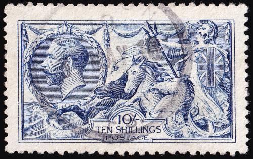 SG413 10/- Pale Blue - Good Used (Cat. £900) - (Spec: N70, vi)