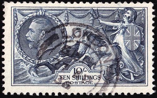 SG452 10/- Indigo - Fine Used (Cat. £75) - (Spec: N75) (Scott: 224)