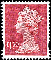 SG: 1800r £1.50p red Del La Rue reprint
