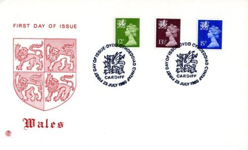 Wales 1980 23rd July 12p,13&frac12;p,15p Cardiff CDS